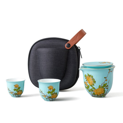 Travel tea set 4 pieces | West Lake Blue